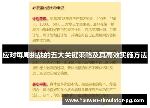 应对每周挑战的五大关键策略及其高效实施方法